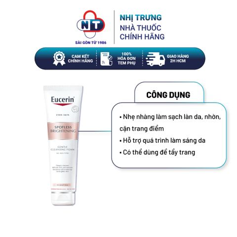  Sữa rửa mặt tạo bọt làm sáng da Eucerin Even Skin Spotless Brightening Gentle Cleansing Foam 150g 
