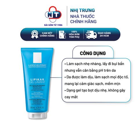  Gel tắm làm dịu và bảo vệ da nhạy cảm, da em bé La Roche-Posay Lipikar Shower Gel 200ml 