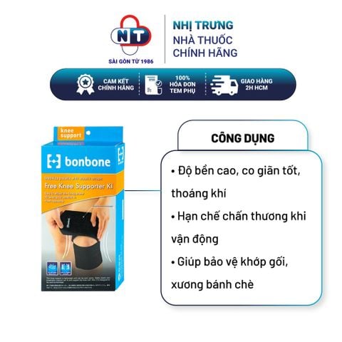  Đai cố định đầu gối Bonbone Free Knee Supporter KI hộp 1 đai 