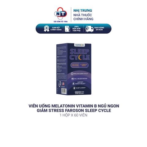  Viên uống bổ não Melatonin Vitamin B ngủ ngon giảm stress Faroson Sleep Cycle hộp 60 viên 