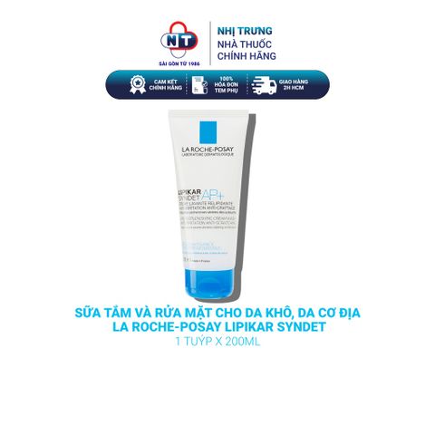  Sữa tắm và rửa mặt cho da khô, da cơ địa La Roche-Posay Lipikar Syndet tuýp 200ml 