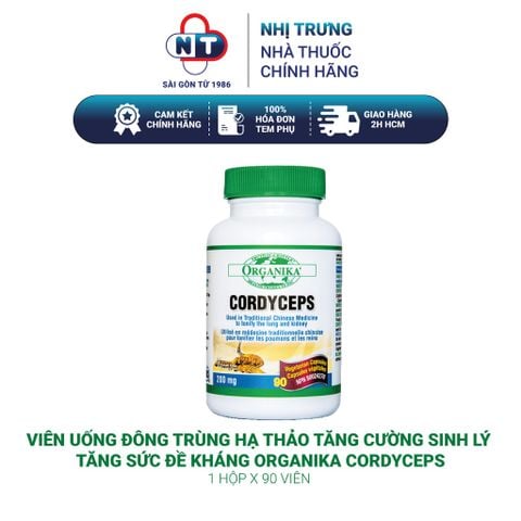  Viên uống đông trùng hạ thảo tăng cường sinh lý và tăng sức đề kháng Organika Cordyceps Hộp 90 viên 
