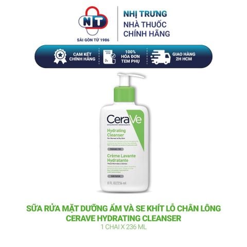  Sữa rửa mặt dưỡng ẩm và se khít lỗ chân lông Cerave Hydrating Cleanser 236ml 