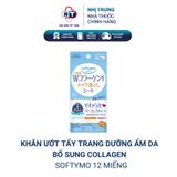  Khăn Ướt Tẩy Trang Dưỡng Ẩm Da Bổ Sung Colalgen Softymo Kose Nhật Bản 12 Miếng 