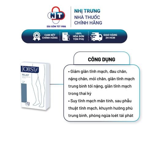  Vớ y khoa 2 gối màu đen kín ngón Jobst Relief 