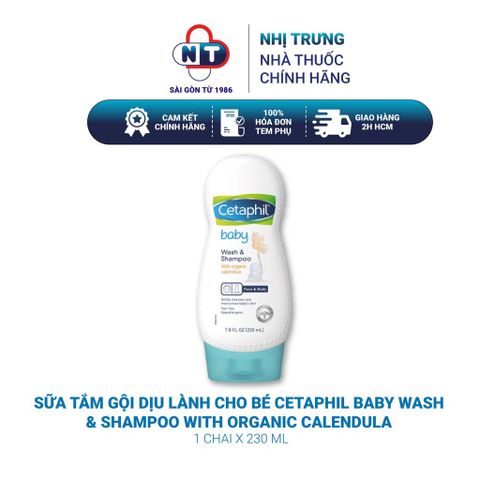  Sữa tắm gội dịu lành cho bé Cetaphil Baby Wash & Shampoo with Organic Calendula 230ml 