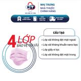  Khẩu trang y tế 4 lớp Nhị Trưng 100% vải không dệt cao cấp 50 cái màu hồng 