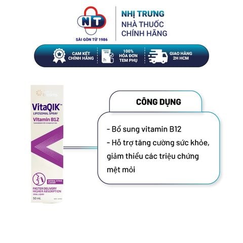 Xịt họng tăng sức đề kháng Henry Blooms VitaQLK Liposomal Spray Vitamin B12 chai 50ml 