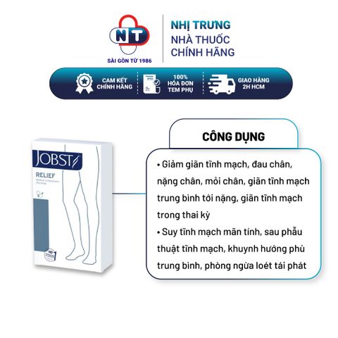  Vớ y khoa 2 đùi màu đen kín ngón Jobst Relief 