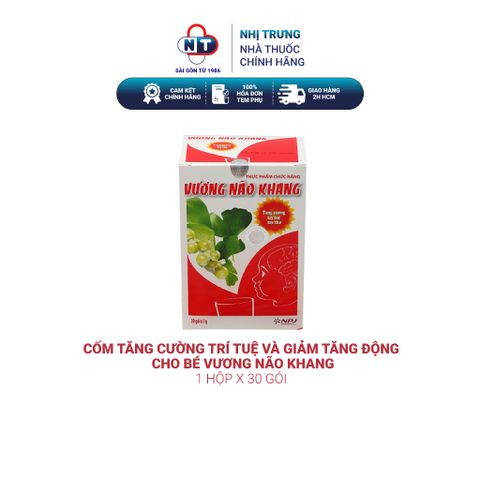  Cốm tăng cường trí tuệ và giảm tăng động cho bé Vương Não Khang hộp 30 gói 