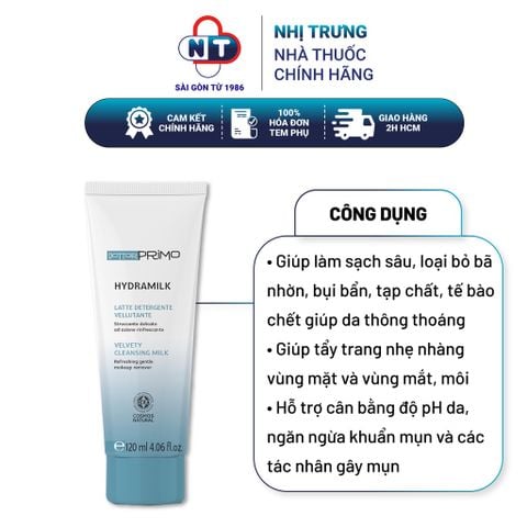 Sữa Rửa Mặt Tẩy Trang Da Mụn Hydramilk DottorPrimo Chai 120ml 