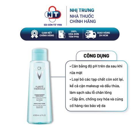  Toner cấp ẩm dành cho da nhạy cảm Vichy Purete Thermale Perfecting Toner 200ml 