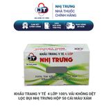  Khẩu trang y tế  4 lớp Nhị Trưng 100% vải không dệt lọc bụi hộp 50 cái màu xám 