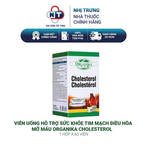 Viên uống hỗ trợ sức khỏe tim mạch điều hòa mỡ máu Organika Cholesterol Hộp 60 viên 