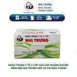  Khẩu trang y tế 4 lớp cao cấp kháng khuẩn mềm mịn Nhị Trưng hộp 50 cái màu trắng 