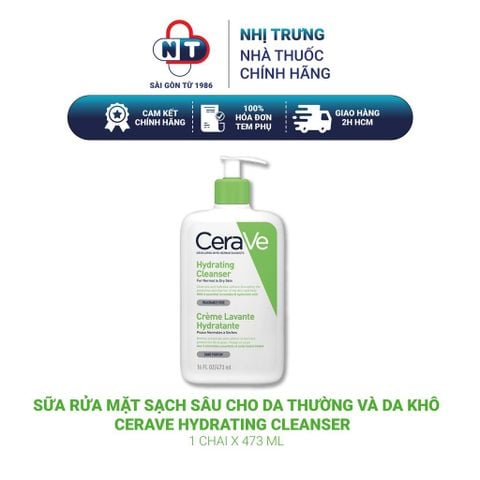  Sữa rửa mặt giúp làm sạch sâu dành cho da thường và da khô CeraVe Hydrating Cleanser 473ML 