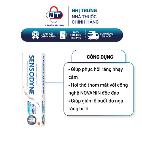  Kem đánh răng giảm ê buốt Sensodyne Repair Protect Deep Repair Whitening tuýp 100g 