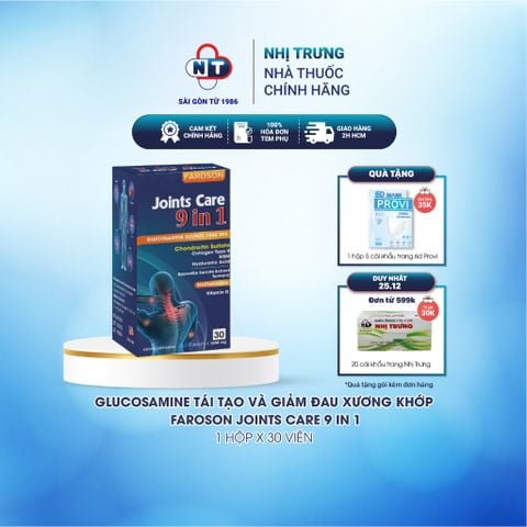  Glucosamine tái tạo và giảm đau xương khớp Faroson Joints Care 9 in 1 hộp 30 viên 