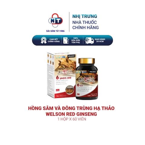  Hồng Sâm và Đông Trùng Hạ Thảo Welson Red Ginseng hộp 60 viên (1 tặng 1 ) 