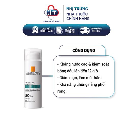  Kem chống nắng kiềm dầu và giảm mụn La Roche-Posay Anthelios Oil Correct Photocorrection Daily Gel Cream 50ml 