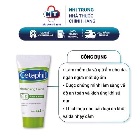  Kem dưỡng ẩm dịu lành cho da nhạy cảm Cetaphil Moisturising Cream 50g 
