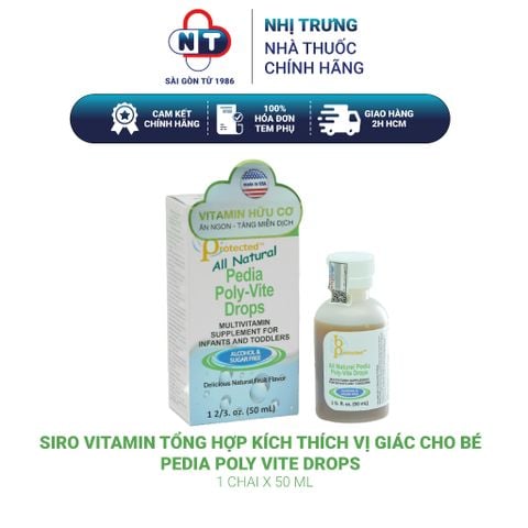  Siro vitamin tổng hợp kích thích vị giác cho bé Pedia Poly Vite Drops chai 30ml 