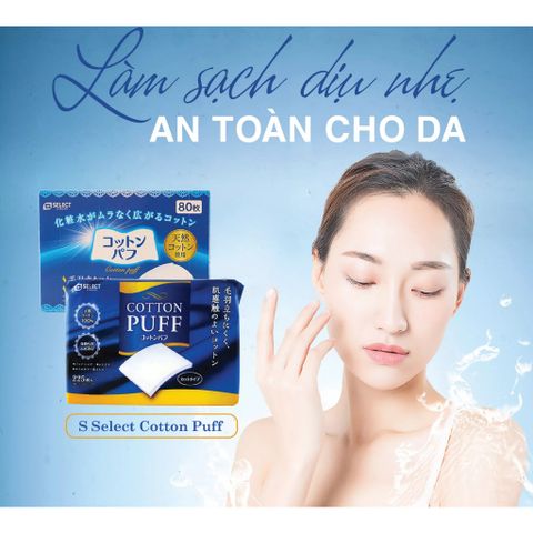  Bông Tẩy Trang S Select 100% Cotton Nhật Bản 225 miếng ( Dạng Square) 