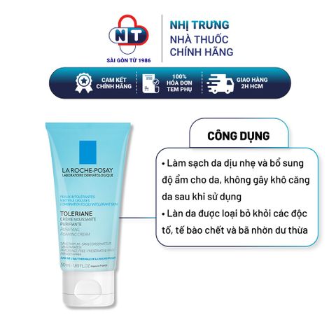  Sữa rửa mặt tạo bọt cho da dầu & da hỗn hợp La Roche-Posay Toleriane Purifying Foaming Cream 50ml 