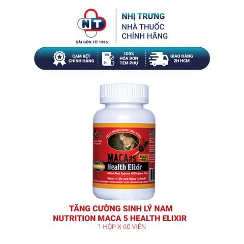  Tăng cường sinh lý nam Nutrition Maca 5 Health Elixir 60 viên (Mẫu mới) 