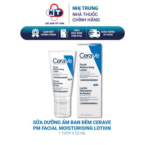  Sữa dưỡng ẩm ban đêm CeraVe PM Facial Moisturising Lotion 52ML 