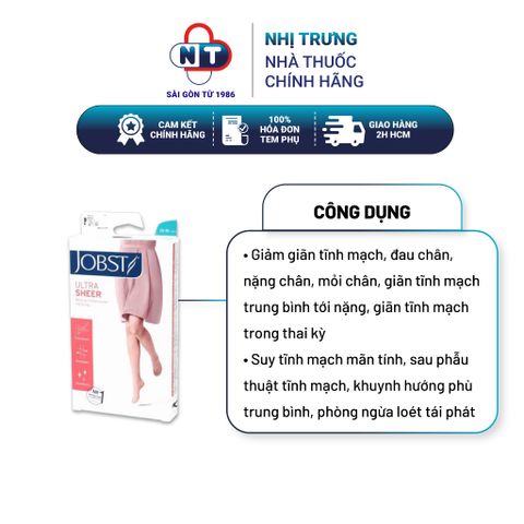  Vớ y khoa 2 gối siêu mỏng màu da hở ngón Jobst Ultra Sheer 