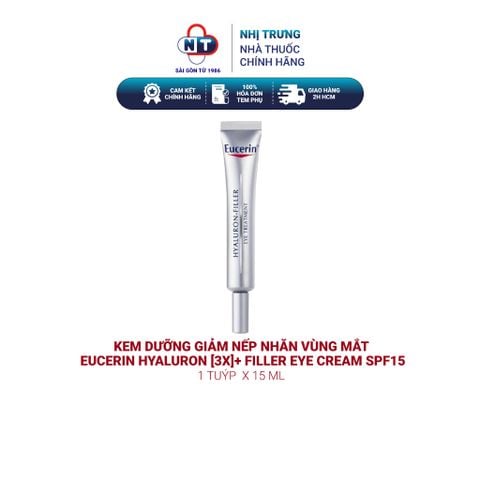  Kem dưỡng giảm nếp nhăn vùng mắt Eucerin Hyaluron [3X]+ Filler Eye Cream SPF15 15ml 