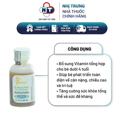  Siro vitamin tổng hợp kích thích vị giác cho bé Pedia Poly Vite Drops chai 30ml 