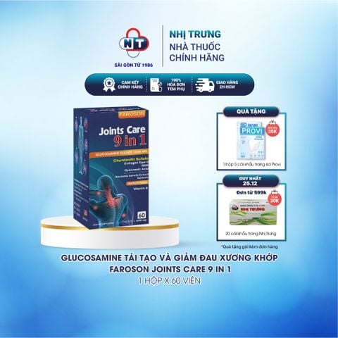  Glucosamine tái tạo và giảm đau xương khớp Faroson Joints Care 9 in 1 hộp 60 viên 