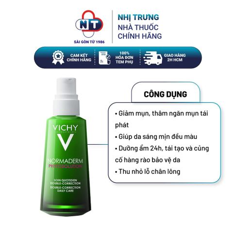  Kem dưỡng dạng gel sữa dành cho da mụn với tác động kép Vichy Vichy Normaderm Phytosolution 50ml 