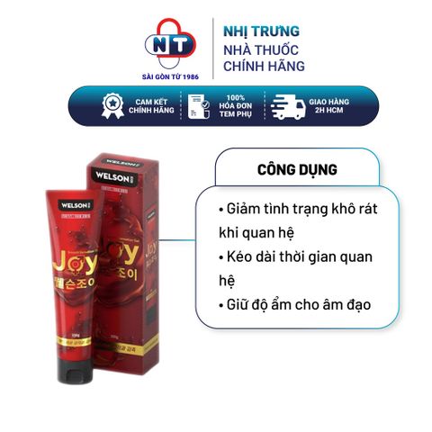  Gel Bôi Trơn Gốc Nước Giảm Khô Rát Welson Joy 100g (Giao che tên sản phẩm) 