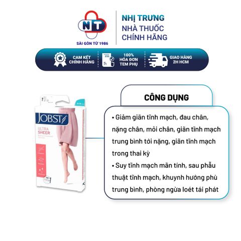  Vớ y khoa 2 gối siêu mỏng màu đen kín ngón Jobst Ultra Sheer 