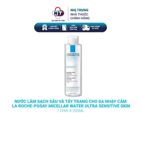  Nước làm sạch sâu và tẩy trang cho da nhạy cảm La Roche-Posay Micellar Water Ultra Sensitive Skin 200ml 