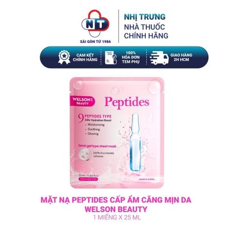  Mặt nạ Peptides Welson Beauty dưỡng ẩm căng bóng da 1 miếng x 25ml 