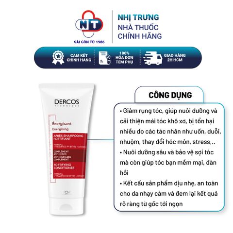  Dầu xả tăng cường dưỡng tóc chắc khoẻ, giảm gãy rụng Vichy Dercos Énergisant 200ml 