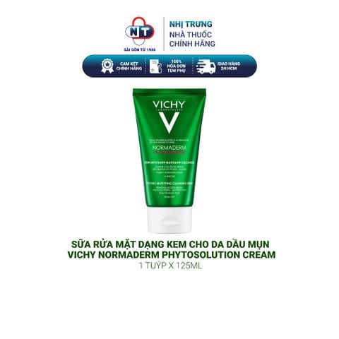  Sữa rửa mặt dạng kem cho da dầu mụn Vichy Normaderm Phytosolution Cream 125ml 