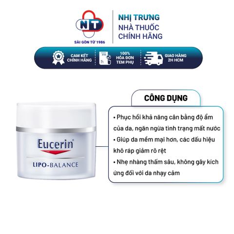  Kem dưỡng ẩm chuyên sâu cho da khô Eucerin Lipo Balance 50ml 