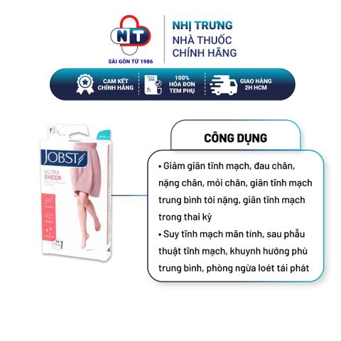  Vớ y khoa 2 gối siêu mỏng màu da kín ngón Jobst Ultra Sheer 