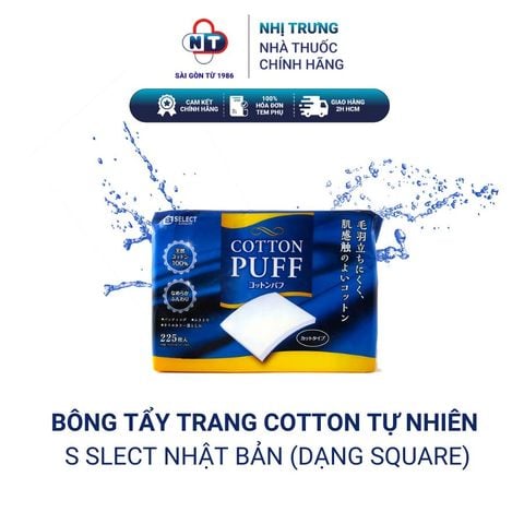  Bông Tẩy Trang S Select 100% Cotton Nhật Bản 225 miếng ( Dạng Square) 