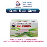  Khẩu trang y tế 4 lớp Nhị Trưng 100% vải không dệt cao cấp 50 cái màu hồng 