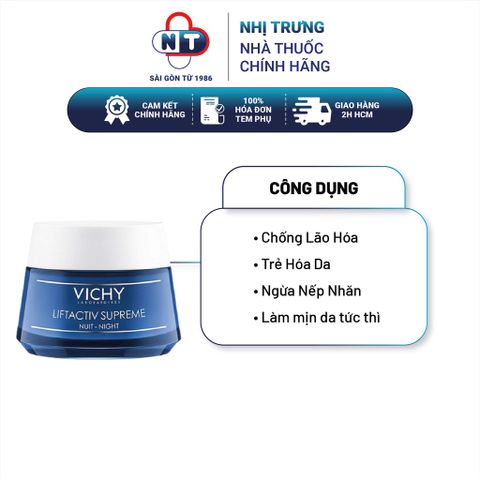  Kem dưỡng ẩm chống lão hoá làm mịn da ban đêm Vichy Liftactiv Supreme Correcting Anti Wrinkle & Firming Care 50ml 
