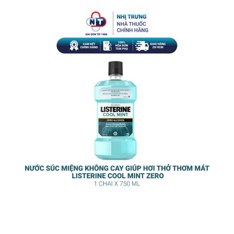  Nước Súc Miệng Không Cay Giúp Hơi Thở Thơm Mát Listerine Cool Mint Zero 750ml 
