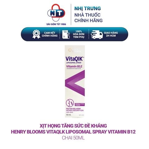  Xịt họng tăng sức đề kháng Henry Blooms VitaQLK Liposomal Spray Vitamin B12 chai 50ml 
