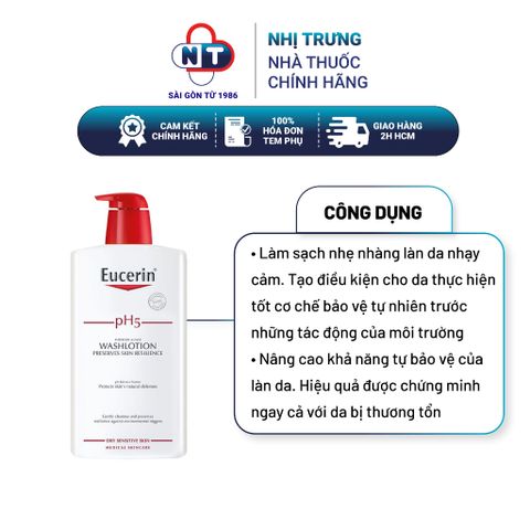  Sữa tắm cho da nhạy cảm Eucerin pH5 Washlotion 400ml 