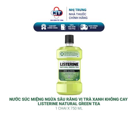  Nước Súc Miệng Ngừa Sâu Răng Vị Trà Xanh Không Cay Listerine Natural Green Tea 750ml 